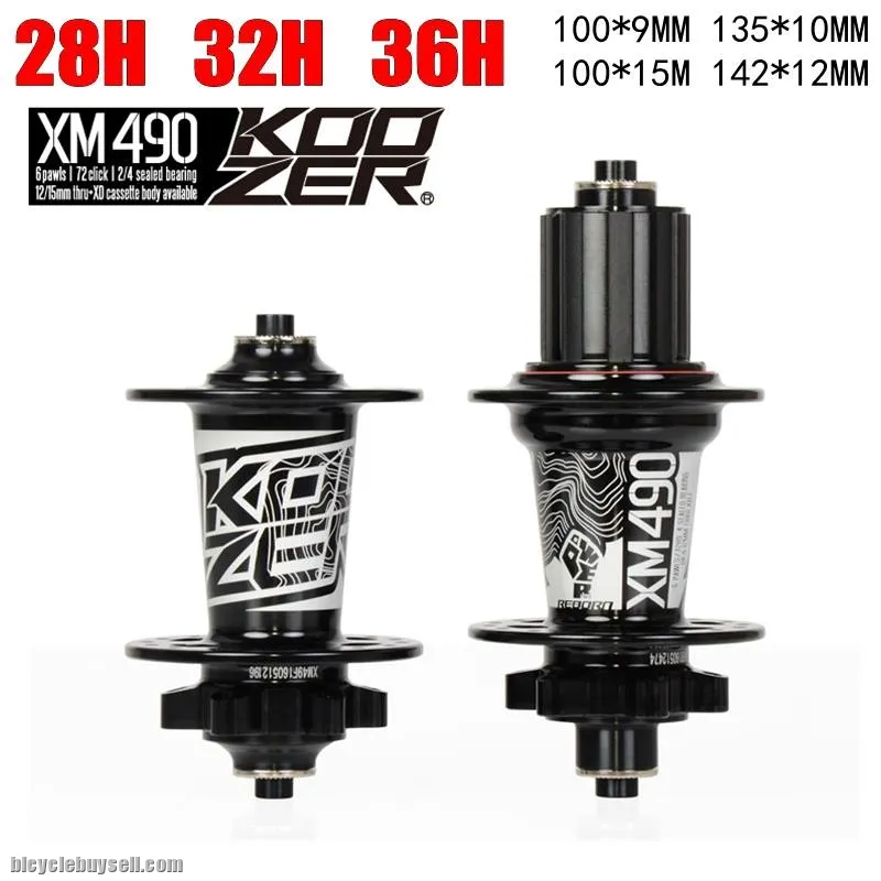 NEW Koozer XM490 Hubs 4 Bearing MTB Hub Rear 10*135mm QR 100*15 12*142mm Thru axle 28/32/36