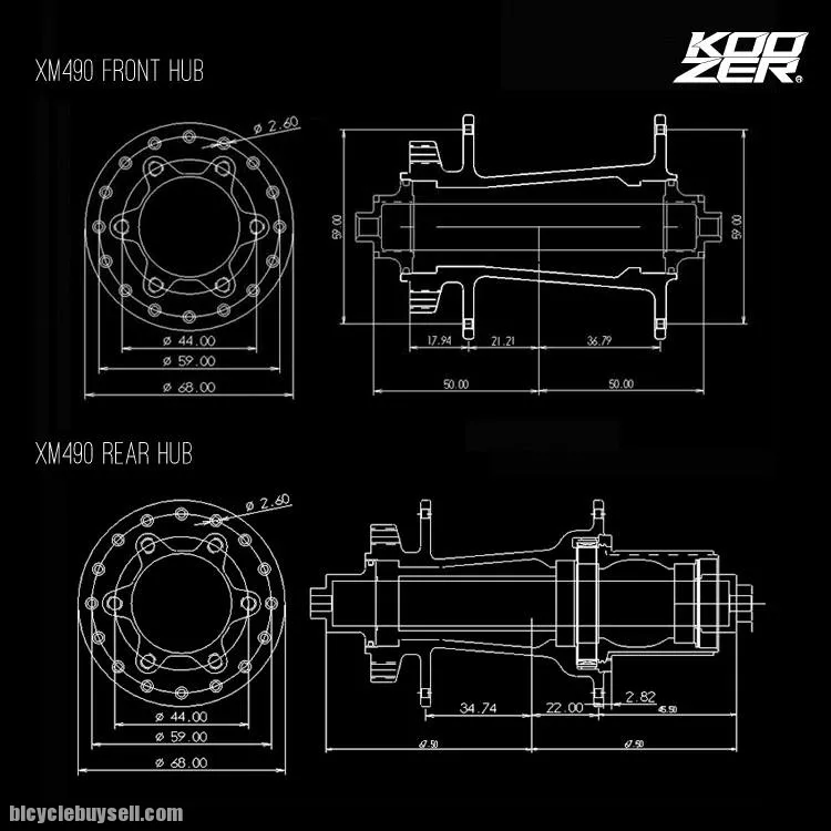NEW Koozer XM490 Hubs 4 Bearing MTB Hub Rear 10*135mm QR 100*15 12*142mm Thru axle 28/32/36