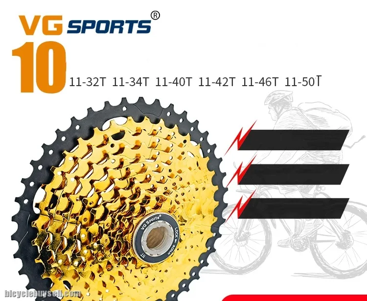 VG SPORTS 10 SPEED CASSETTE MOUNTAIN BIKE LARGE SPROCKET 10S 46T GOLD WIDE RATIO CASSETTE