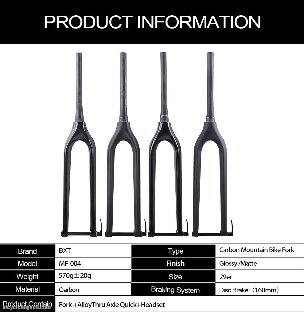 BXT 3K Carbon rigid fork 29er Carbon MTB Fork Tapered Thru Axle 15mm mountain bike 29"