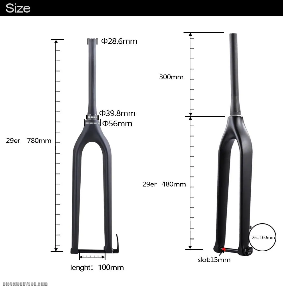 BXT 3K Carbon rigid fork 29er Carbon MTB Fork Tapered Thru Axle 15mm mountain bike 29"