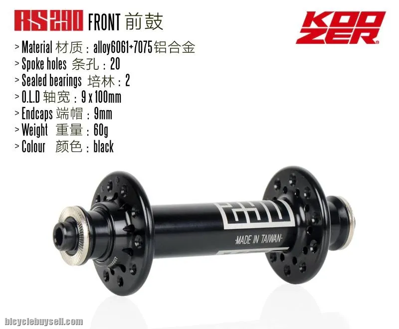 KOOZER RS290 Road Bike Bearing Hubs Front&amp;Rear 20&amp;24 Holes QR 9/10MM 100/130mm Lightweight 2:1 Spoke