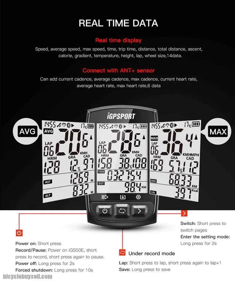 OriginaI iGPsport igs50e (black) gps speedometer ANT+ cycling computer HR Cadence Speed | 310 310t