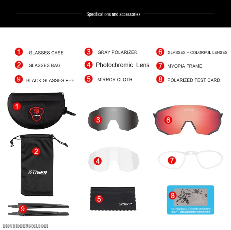 X TIGER Photochromic Polarized Cycling Glasses Outdoor Sports MTB Bicycle Bike Sunglasses Goggles Bi