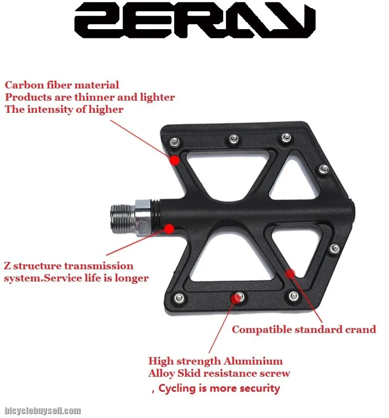 ZERAY ZP-D213 Carbon Fiber MTB Pedal Ultralight 115g Flat Pedal Road bike Mountain bike