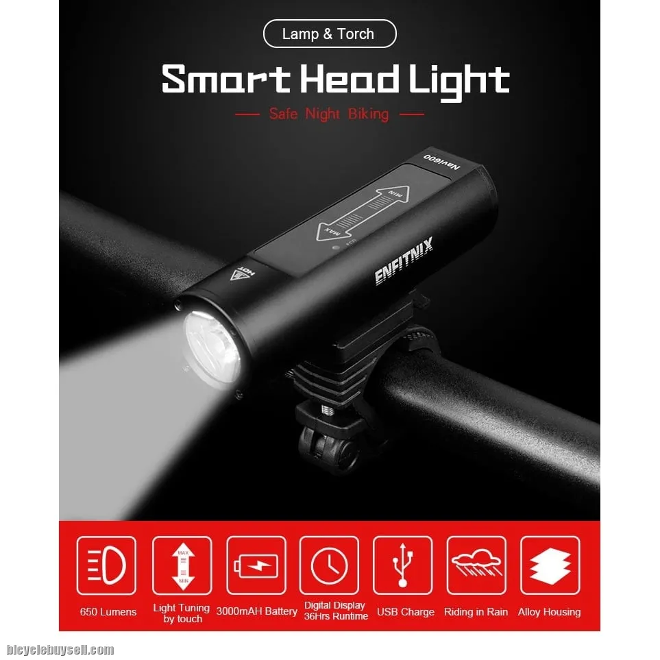 Enfitnix Navi600 Bicycle Front Light USB Rechargeable MTB Mountain Road Bike Smart Headlights Bicycl