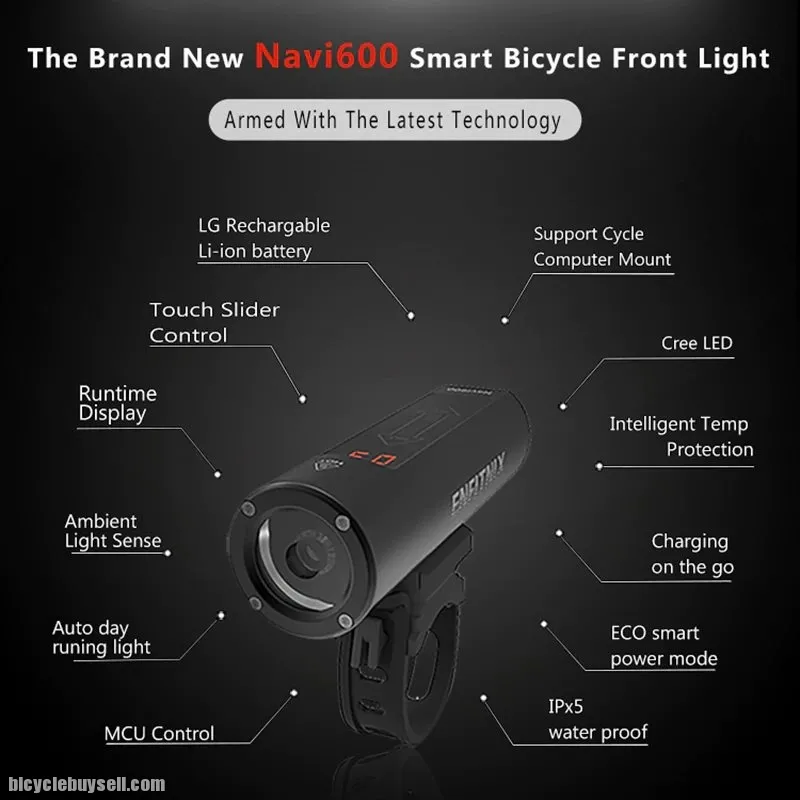 Enfitnix Navi600 Bicycle Front Light USB Rechargeable MTB Mountain Road Bike Smart Headlights Bicycl
