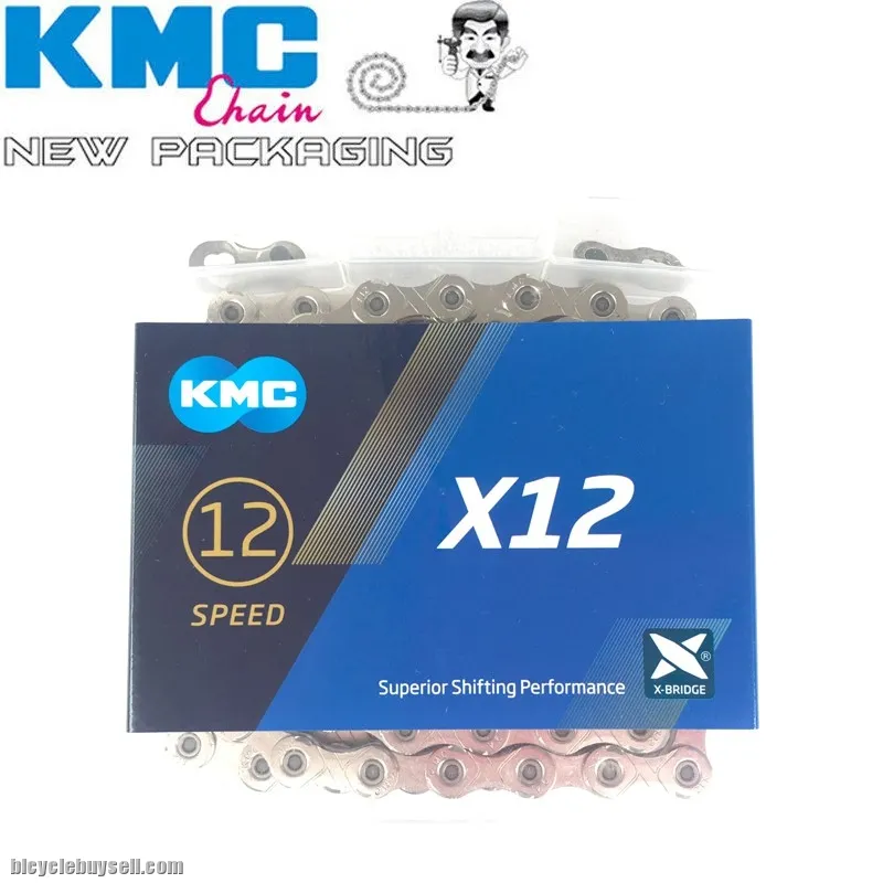 KMC X12 Chain 12 speed 126L MTB Mountain Bike GOLD, Silver-Black, Silver Chain Bicycle Accessories