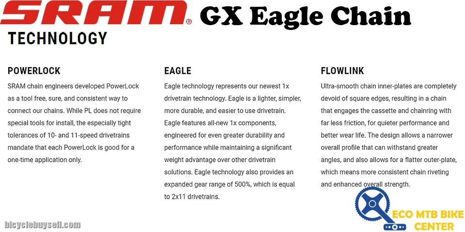 SRAM GX Eagle Chain SolidPin 126L PowerLock FlowLink 12 Spd