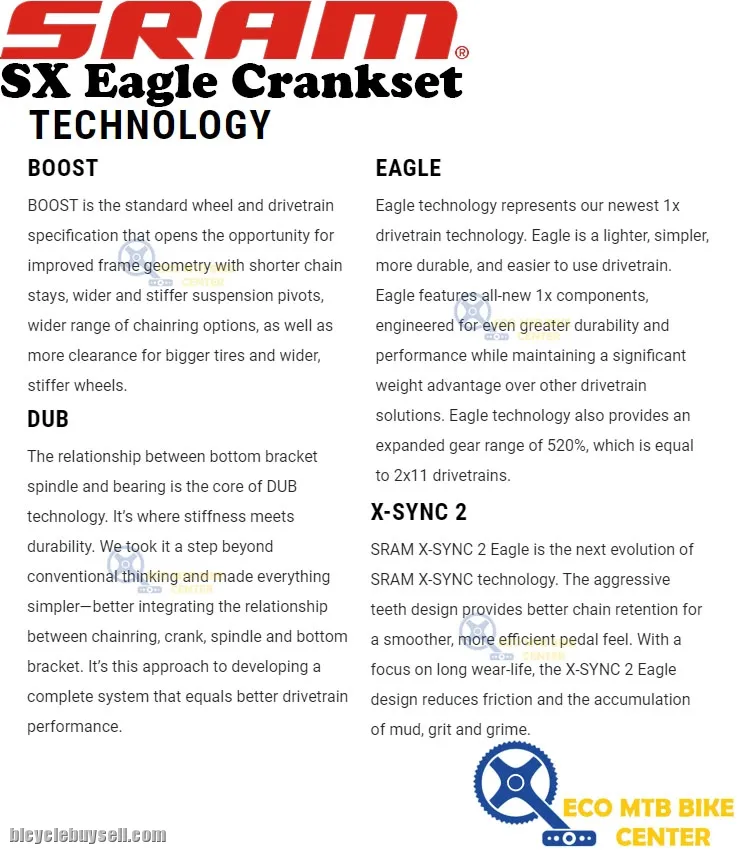 SRAM SX Eagle Crankset DUB 30T 170mmL 12spd (OE Packing)