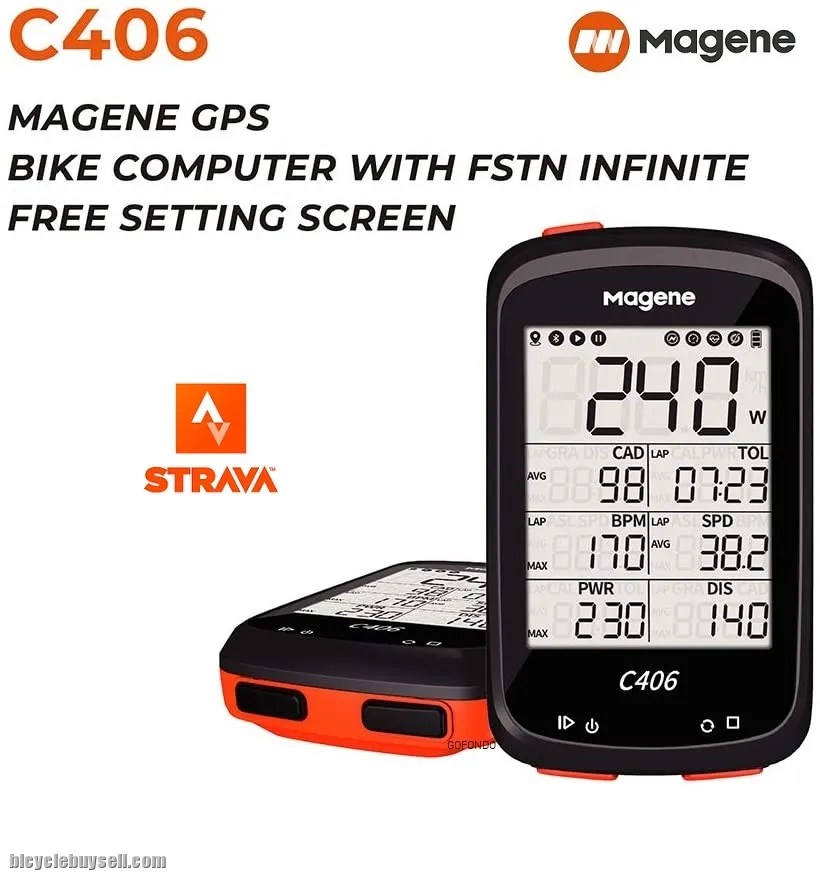 MAGENE C406 STRAVA GPS Bike Computer 2.5 inch FSTN Infinite Screen