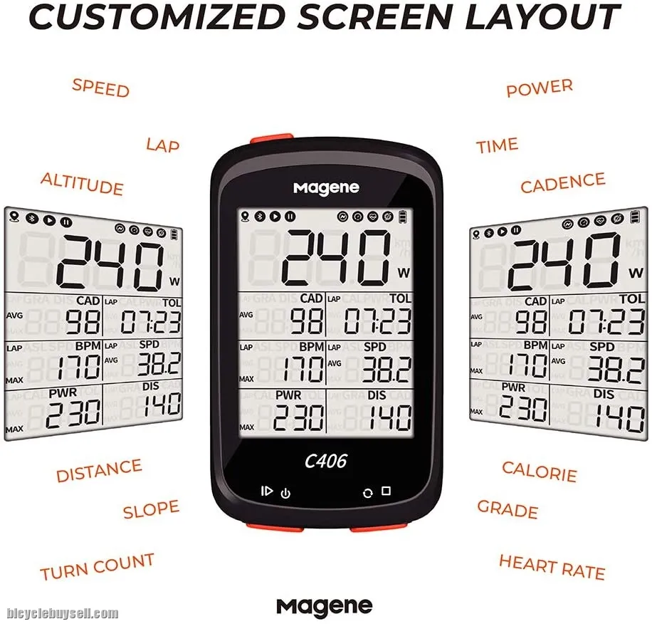 MAGENE C406 STRAVA GPS Bike Computer 2.5 inch FSTN Infinite Screen