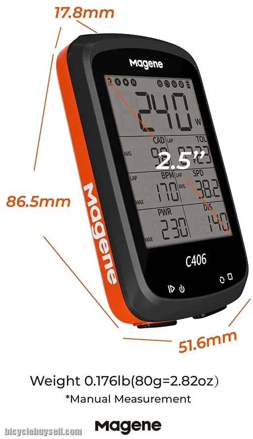 MAGENE C406 STRAVA GPS Bike Computer 2.5 inch FSTN Infinite Screen