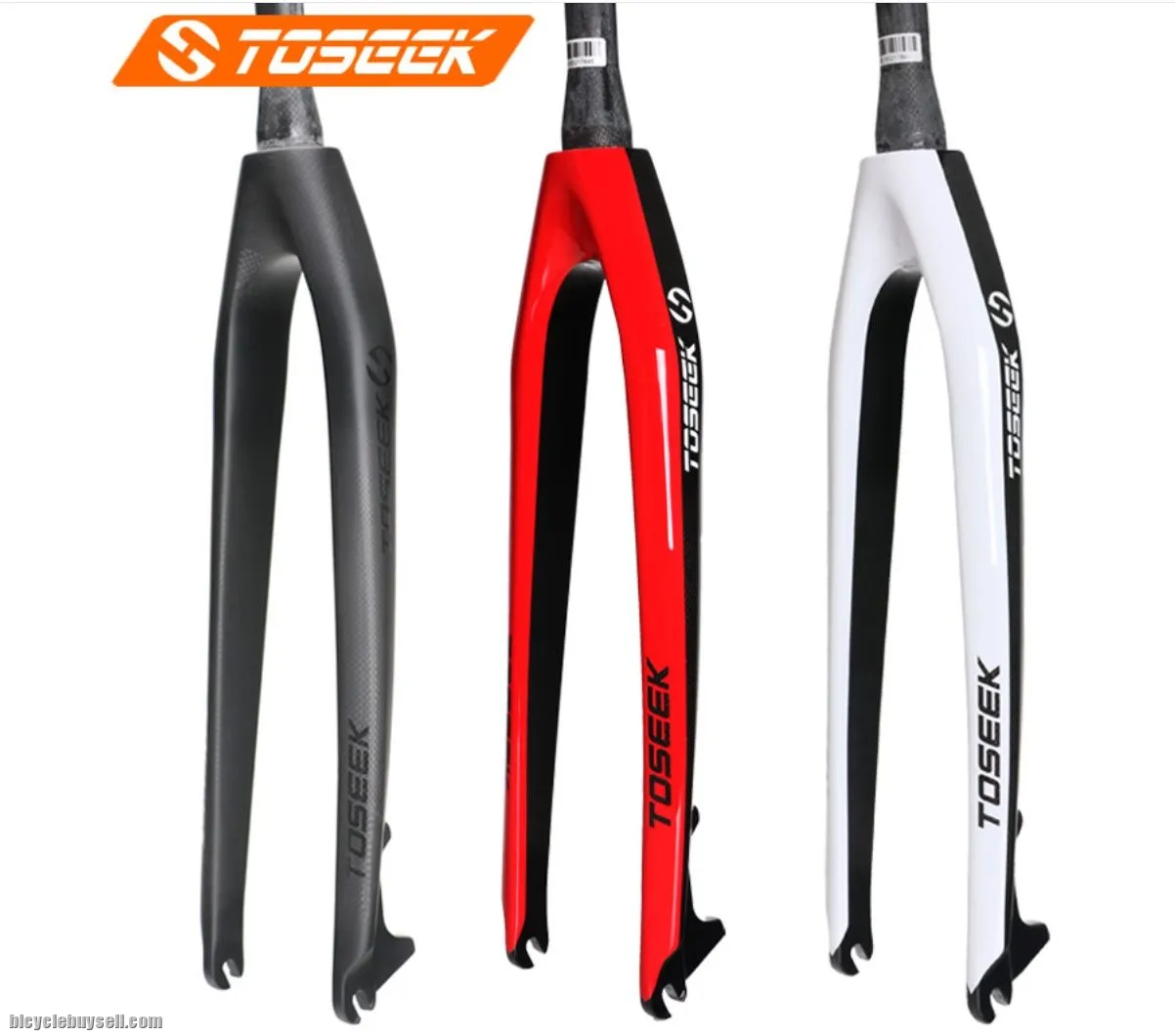 Toseek carbon fiber bike fork Tapered Rigid Bicycle Fork mtb bike disc brake 26/27.5/ 29 QR