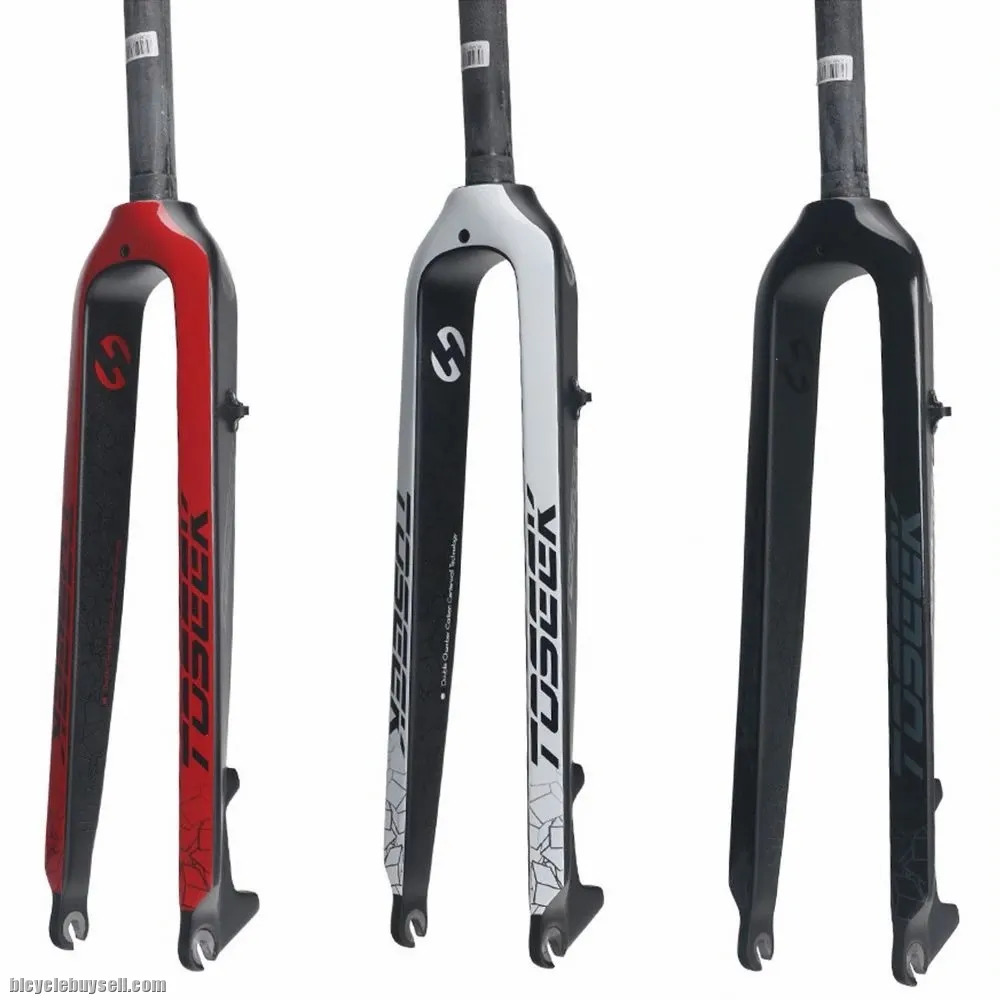 TOSEEK Full 3K Carbon Fiber Mountain Bike Fork 1-1/8" (28.6mm) 26/27.5/ 29inch 520g Red/Black/White