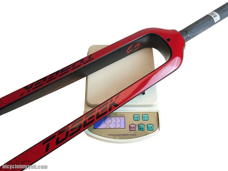 TOSEEK Full 3K Carbon Fiber Mountain Bike Fork 1-1/8" (28.6mm) 26/27.5/ 29inch 520g Red/Black/White
