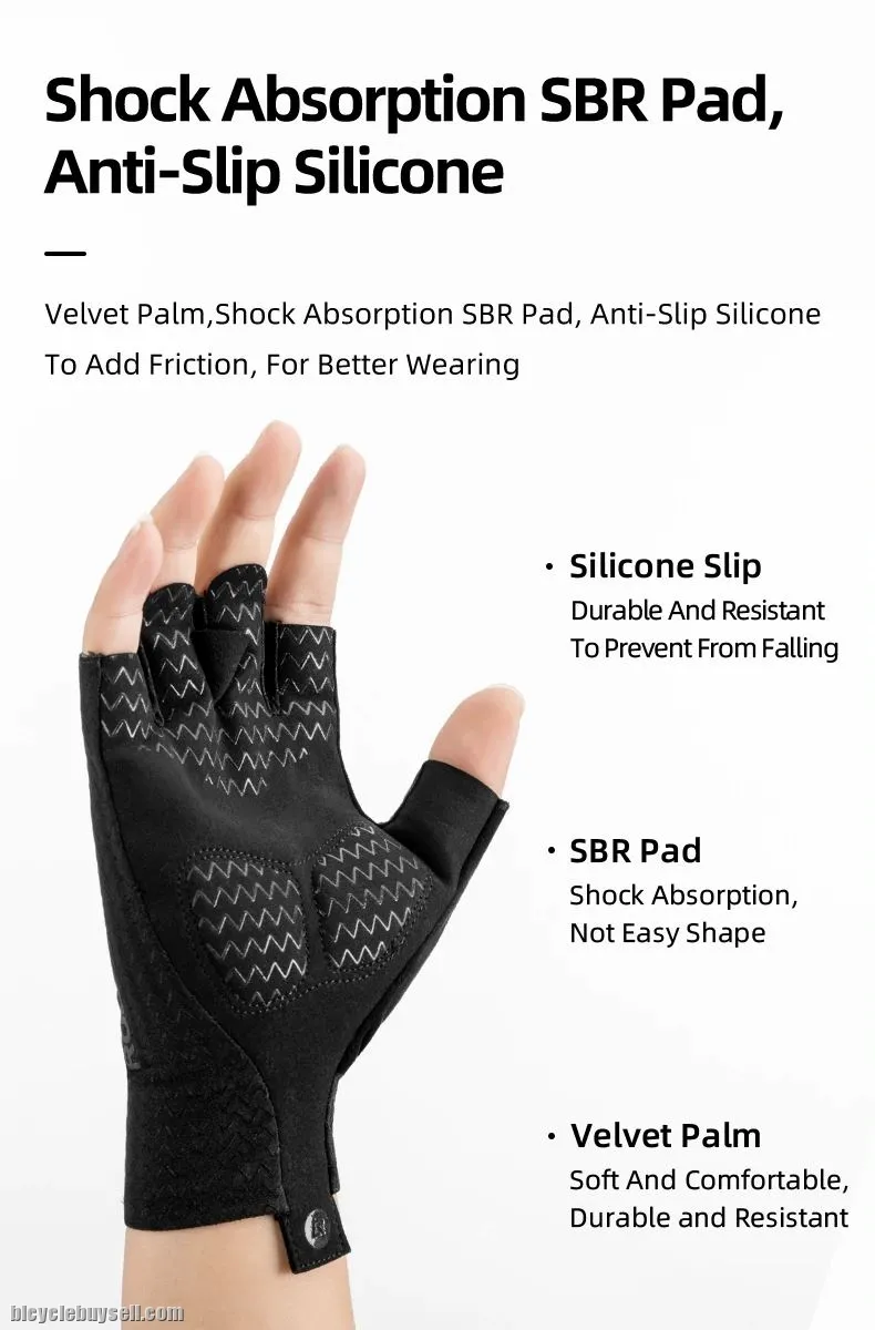 ROCKBROS Cycling Gloves Autumn Spring MTB Bike Gloves SBR Pad Half Finger