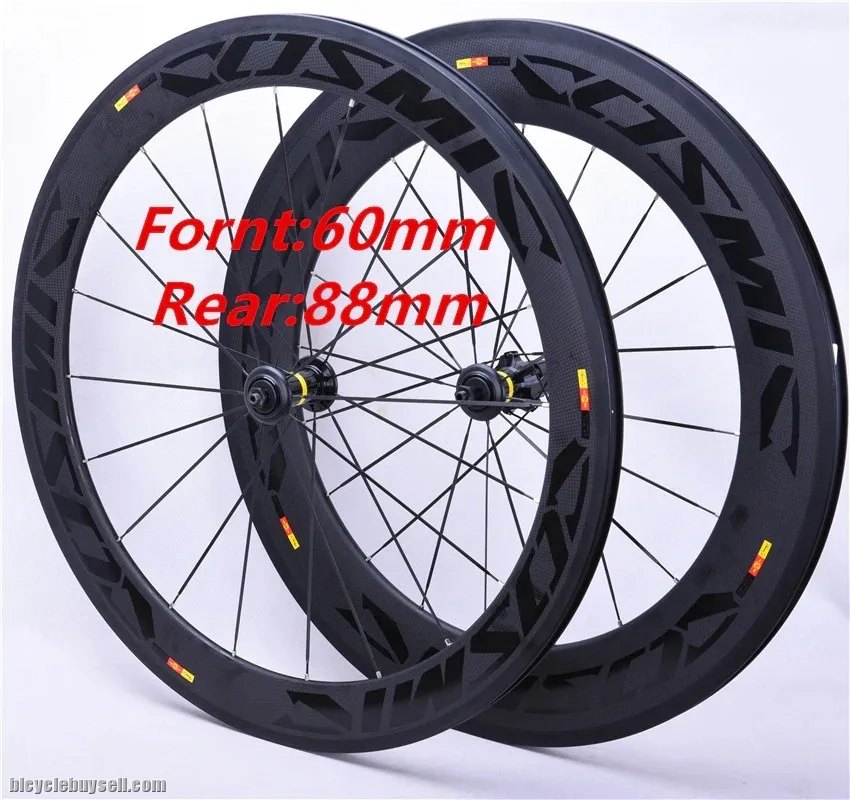 60 + 88mm Road bike carbon bike wheels 700C 23mm width riveter cycling road bicycle Wheelset carbon
