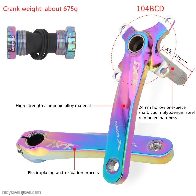 IXF crankset bcd 104 crankarm chainring 32T 34T 36T 38T with rainbow bottom bracket BSA threaded