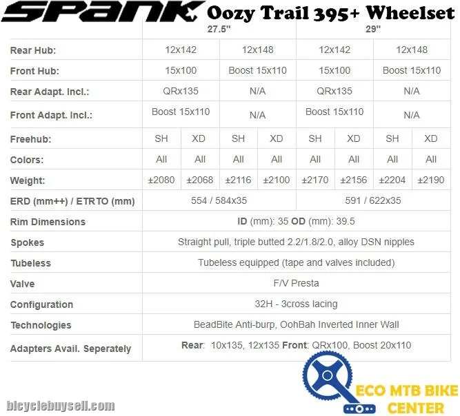 SPANK Oozy Trail 395+ Wheelset (SELL IN PAIR)