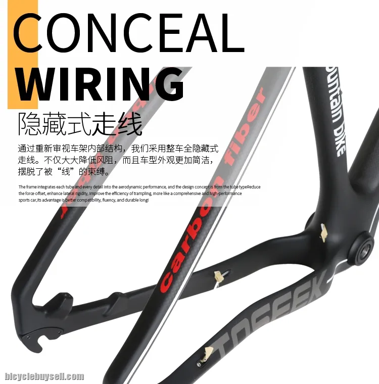 27.5 29 Toseek original MTB Carbon frame 1199g crack FRAME only hardtail (black)