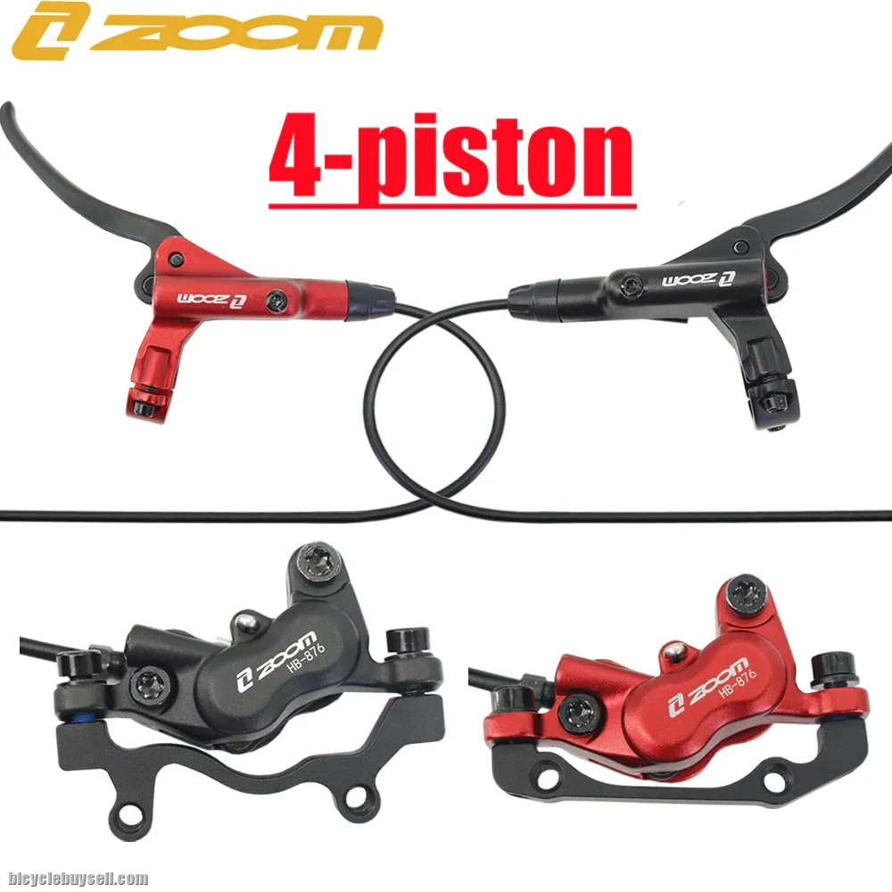 ZOOM HB876 Mountain Bike Hydraulic Disc Brake Four-Pistons Internal Routing 800/1400mm MTB Oil