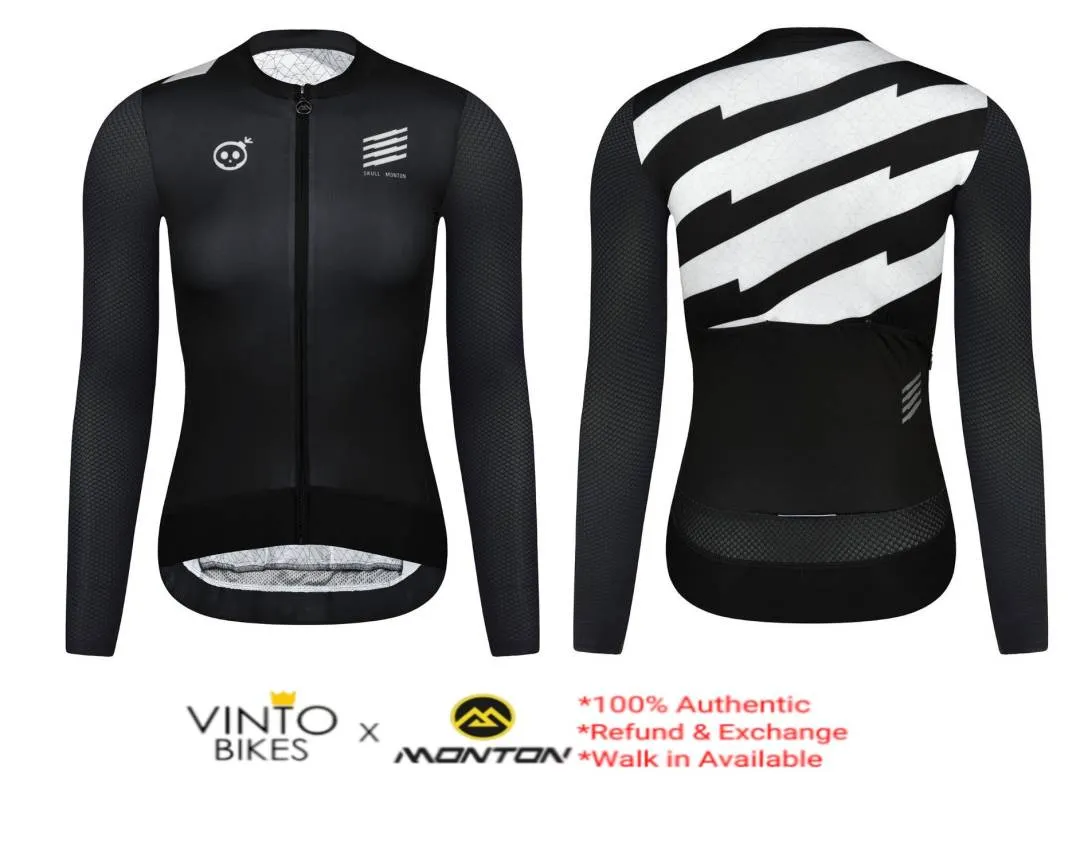 SKULL MONTON WOMENS LONG SLEEVE CYCLING JERSEY WEEKEND III BLACK