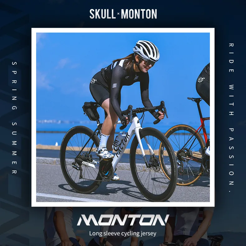 SKULL MONTON WOMENS LONG SLEEVE CYCLING JERSEY WEEKEND III BLACK