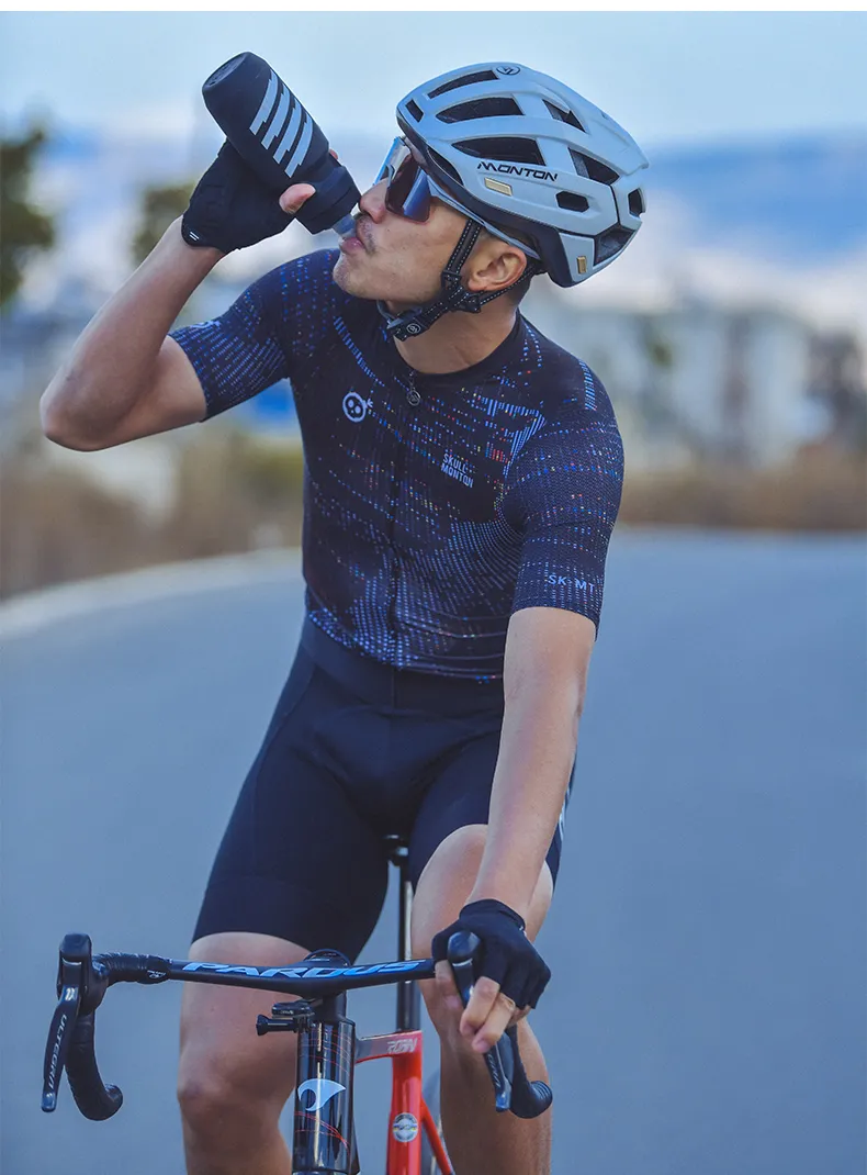 SKULL MONTON MENS SHORT SLEEVE CYCLING JERSEY MIDNIGHTNEON