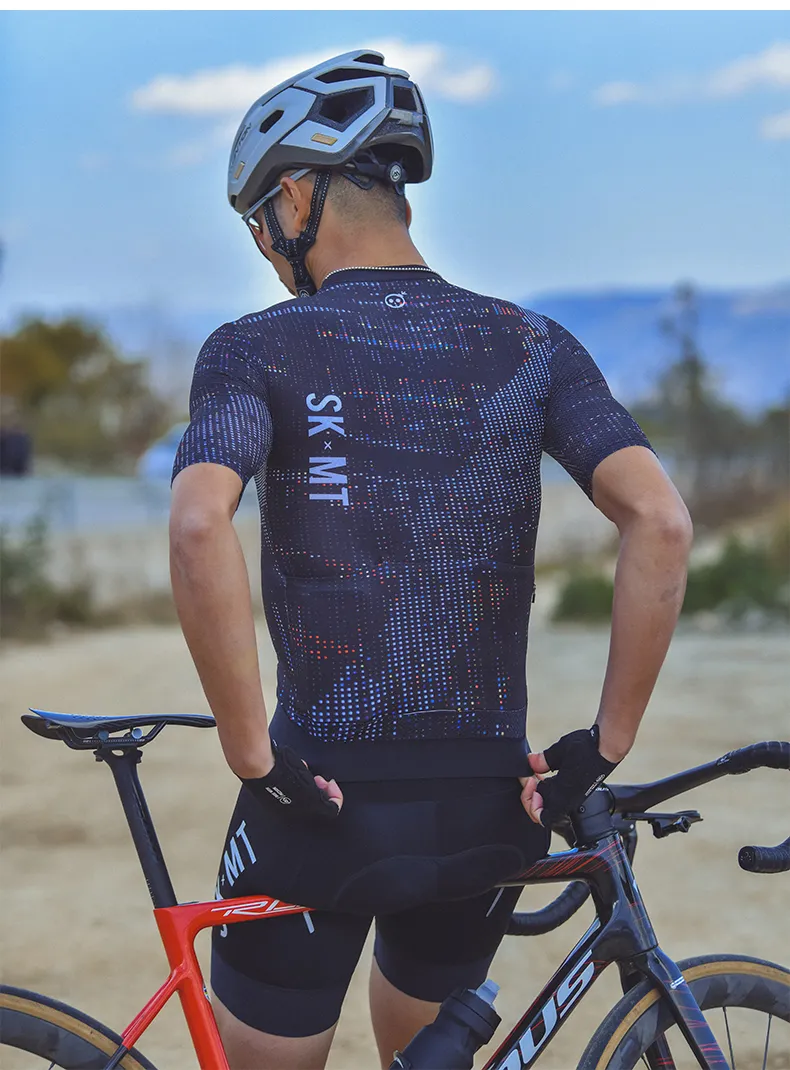 SKULL MONTON MENS SHORT SLEEVE CYCLING JERSEY MIDNIGHTNEON
