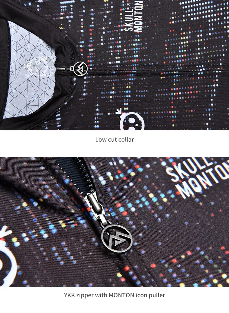 SKULL MONTON MENS SHORT SLEEVE CYCLING JERSEY MIDNIGHTNEON