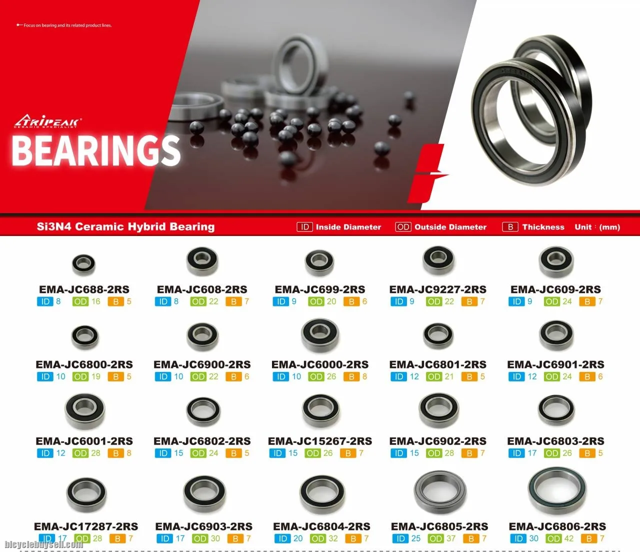 TRIPEAK CERAMIC BEARING KIT FOR HUB / BOTTOM BRACKET