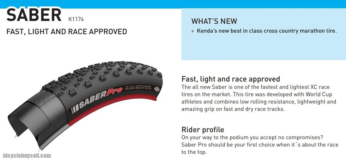 KENDA SABER PRO 29X2.2 TUBELESS MTB TIRE (FREE POS)