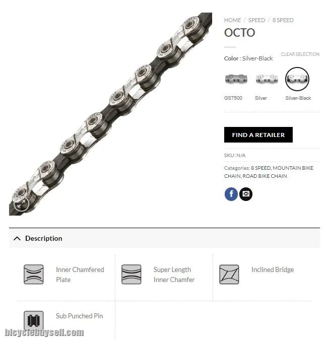 TAYA OCTO BICYCLE 7/8SPEED CHAIN SILVER BLACK 108 LINKS WITH MISSING LINK PINS ROADBIKE MTB