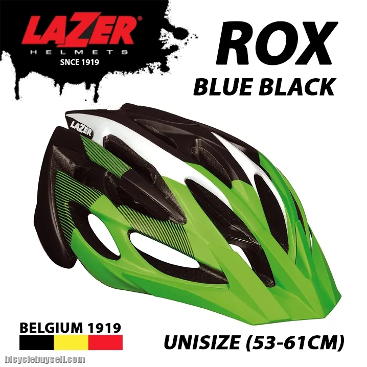 LAZER ROX CYCLING HELMET FOR ROAD MTB BELGIUM UNISIZE BLUE GREEN