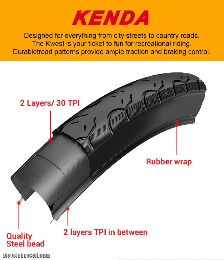 KENDA KWEST K193 700X25C ROAD BICYCLE TIRE FOR ROADBIKE COMMUTER CITY BIKE 110PSI