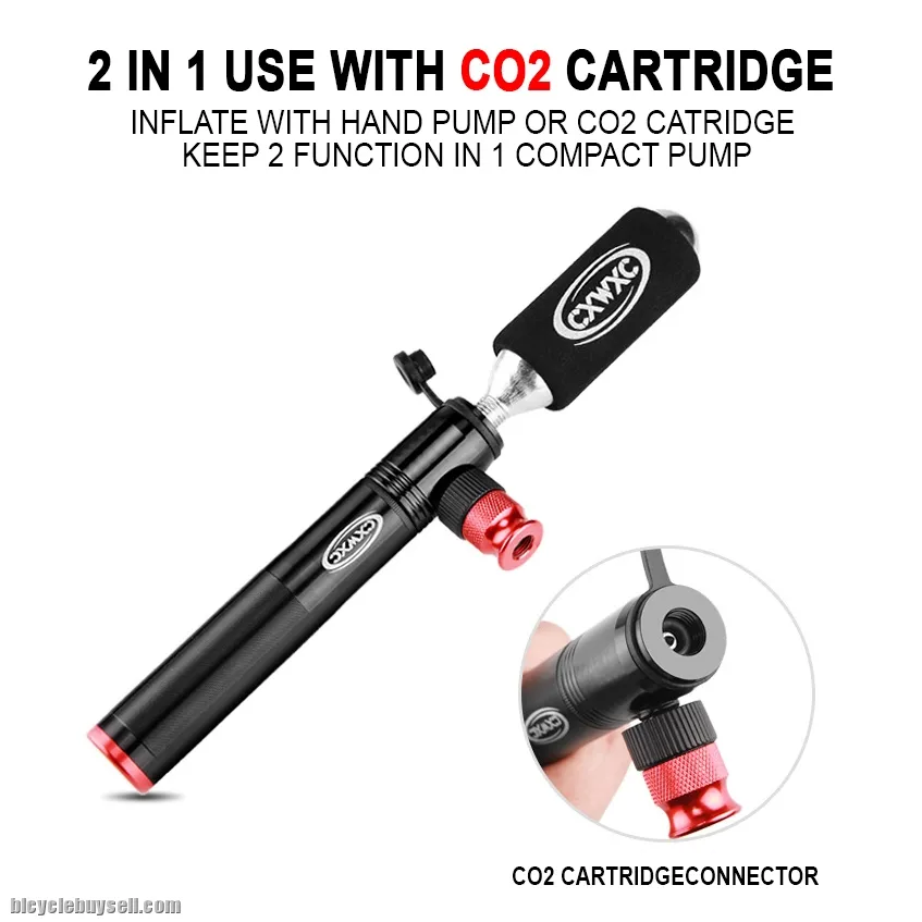 CXWXC 2 in 1 Bike Mini Hand Pump CO2 Inflator Bicycle Tire Repair Tool Presta &amp; Schrader Valve MTB
