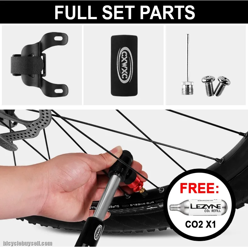 CXWXC 2 in 1 Bike Mini Hand Pump CO2 Inflator Bicycle Tire Repair Tool Presta &amp; Schrader Valve MTB