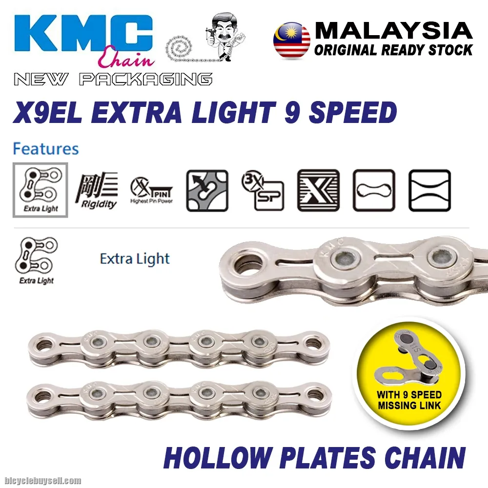 KMC X9EL HOLLOW TECH 9SPEED CHAINRING FOR MTB / ROAD BIKE GOLD &amp; SILVER COLOR