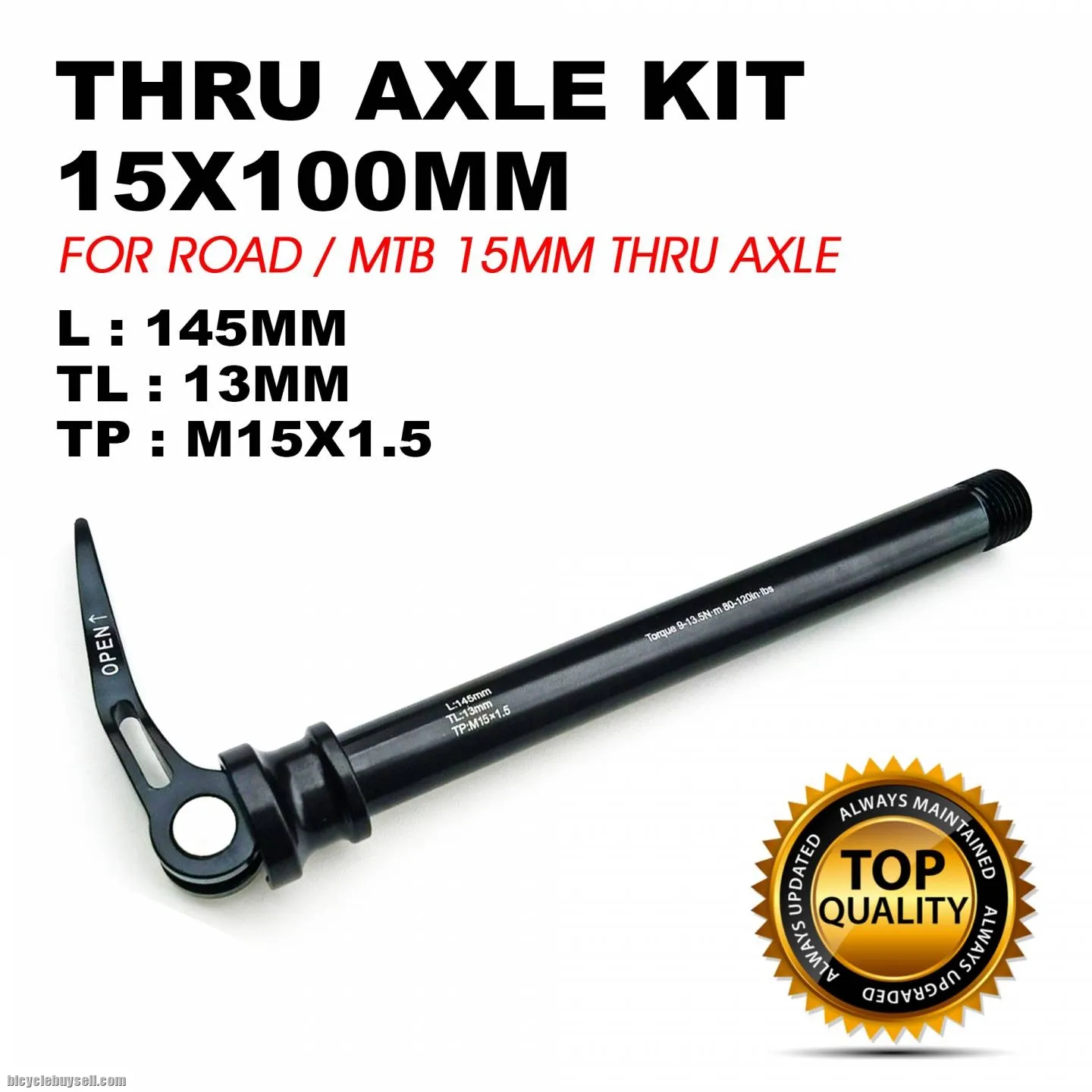 BICYCLE THRU AXLE TA 15X100MM FRONT ROAD MTB MOUTAIN BIKE FORK AXLE QUICK RELEASE QR