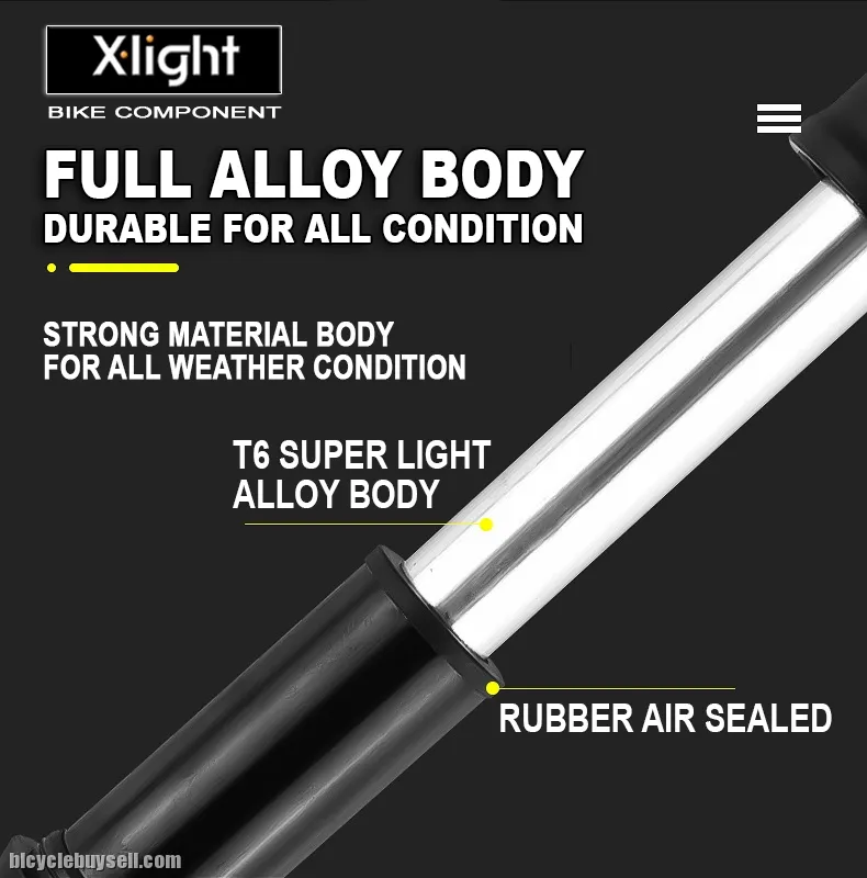 Xlight Mini Bike Pump Flex Hose Schrader Presta Valve Aluminum Alloy Portable 100PSI