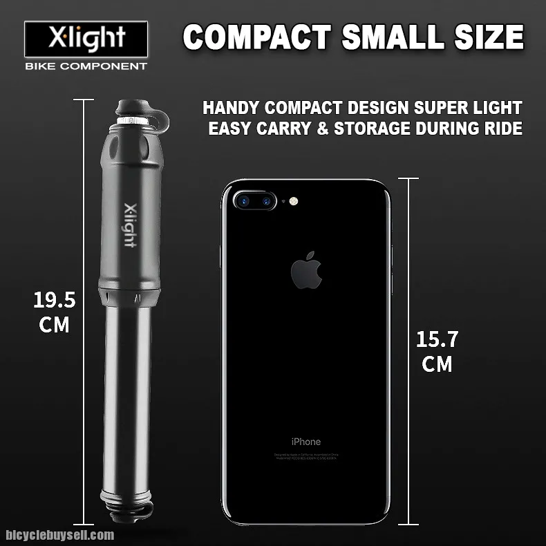 Xlight Mini Bike Pump Flex Hose Schrader Presta Valve Aluminum Alloy Portable 100PSI
