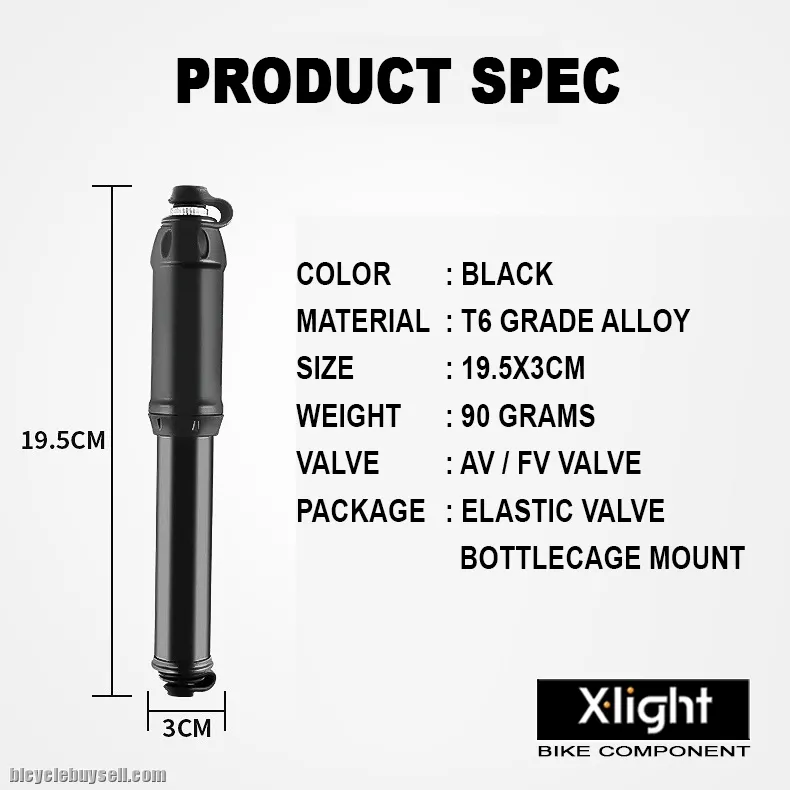 Xlight Mini Bike Pump Flex Hose Schrader Presta Valve Aluminum Alloy Portable 100PSI