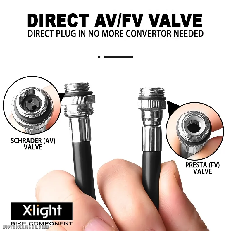 Xlight Mini Bike Pump Flex Hose Schrader Presta Valve Aluminum Alloy Portable 100PSI