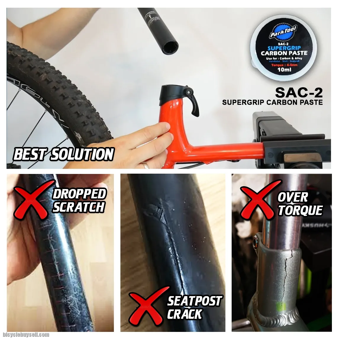 Parktool SAC 2 Carbon Friction Paste Compound 10ml Anti Slip Loose Grease Supergrip Carbon Alloy