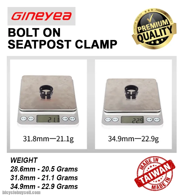 Gineyea Super Light Bolt On Seat Post Clamp Lock Bicycle Road Bike MTB Saddle 31.6 27.2 34.9 mm