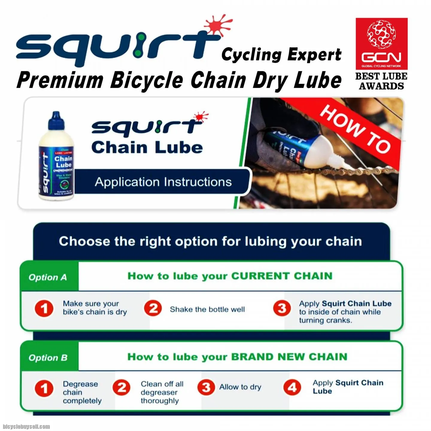 Squirt Bicycle Chain Lube 120ML USA Wax Long lasting All Weather Pro Lube for Road Moutain MTB