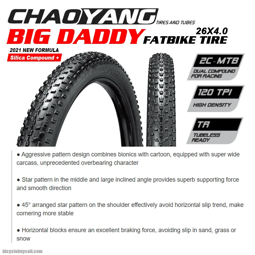 CHAOYANG BIG DADDY 26X4.0 TUBELESS READY FOLDED FATBIKE TIRE (FREE POS)