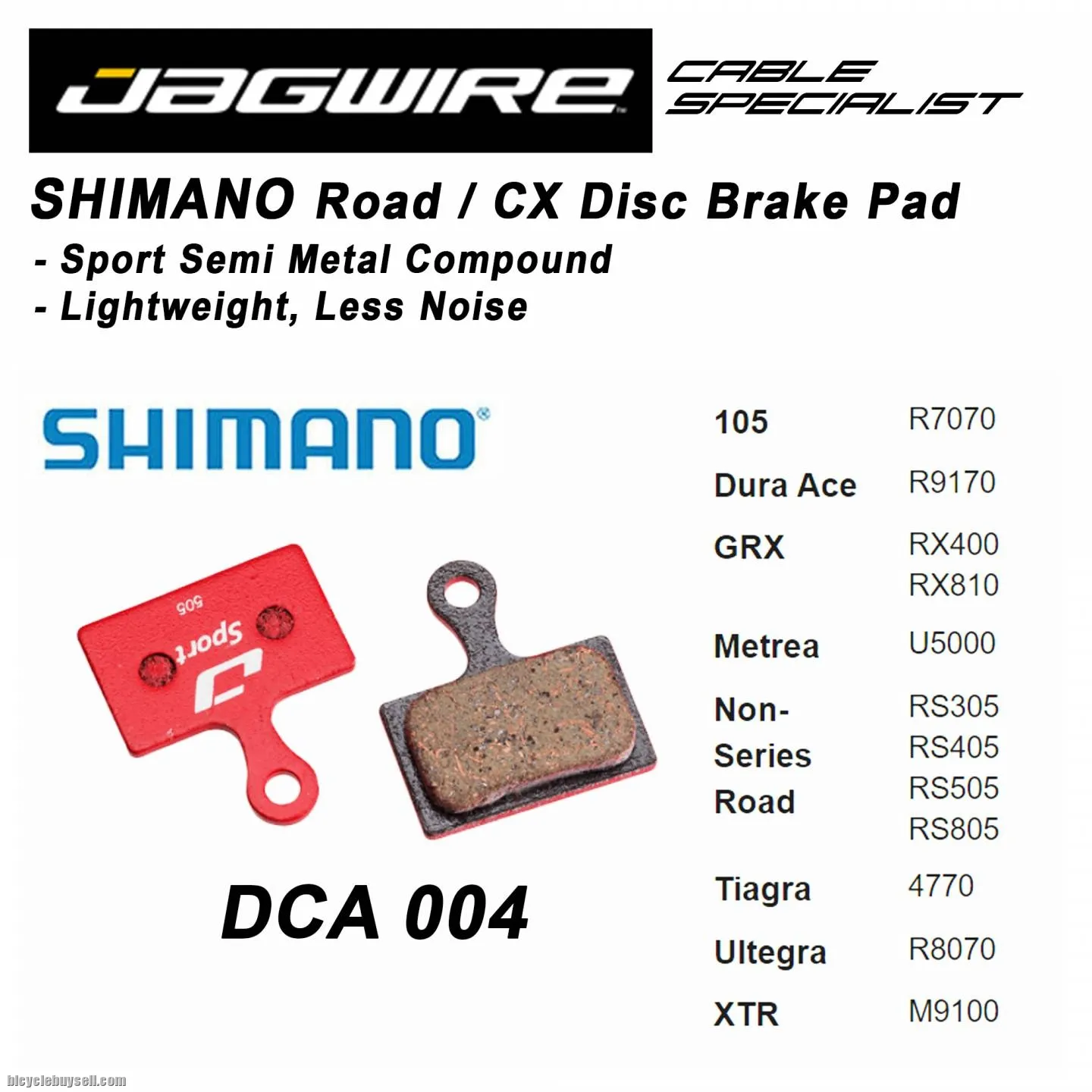 Jagwire DCA004 Road Disc Brake Pad for Shimano Dura Ace 9120 9170 Ultegra 8020 8070 105 7020 Road