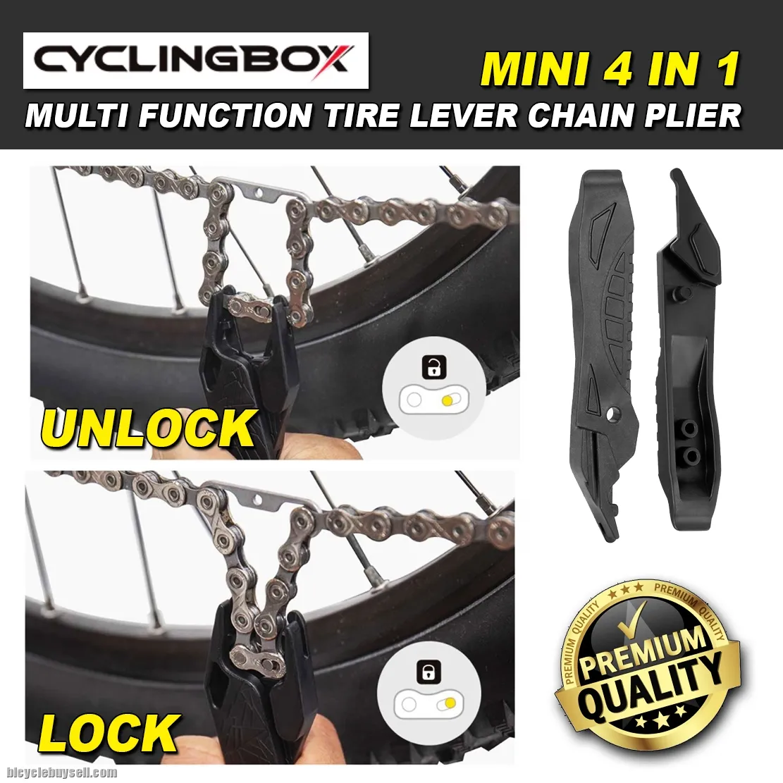 Cycling Box Mini 4 in 1 Tire Lever Chain Plier Missing Link Open Lock Tools Bicycle Road Bike